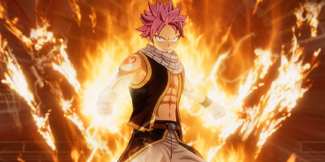 Natsu Dragneel using a fiery special ability in Fairy Tail 