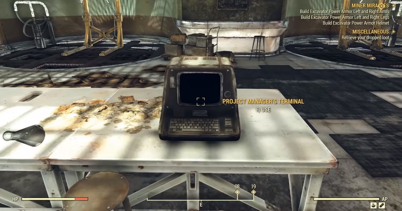 fallout 76 interacting with the Project Manager's Terminal in Fallout 76