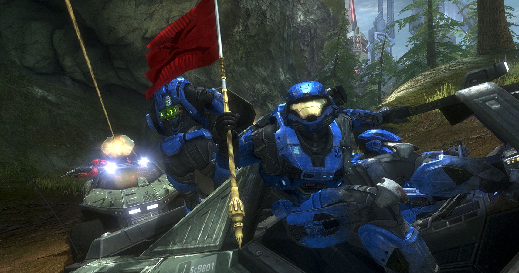 Halo blue Spartans on Warthog