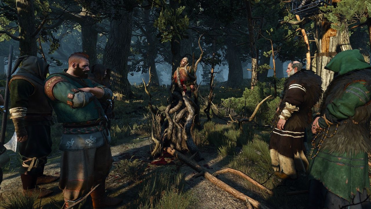 The gang examining a corpse