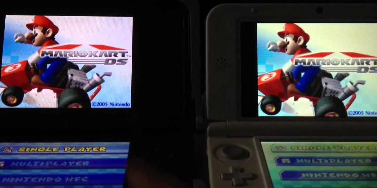 Two 3DS with Mario Kart running