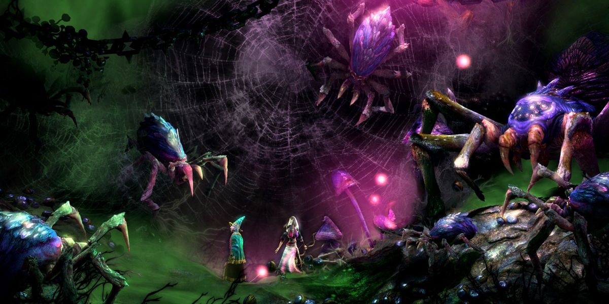 trine 2 complete story Screenshot Of Level Filled With Spiders