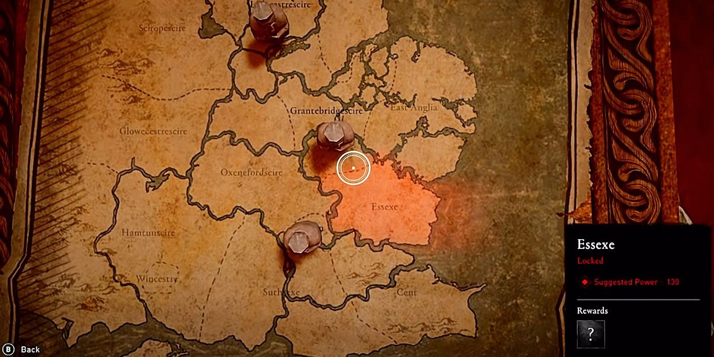 The location of Essexe in Assassin's Creed Valhalla