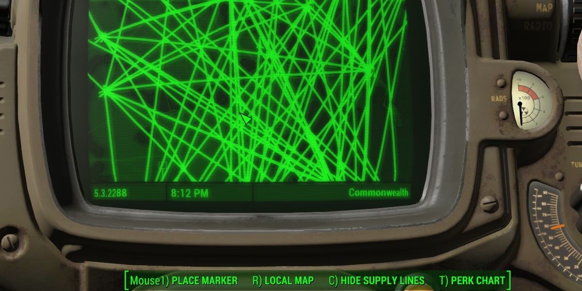 Supply Lines showing in a Pip Boy