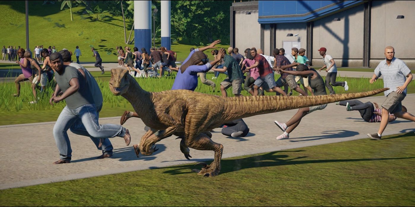 Jurassic World Evolution screenshot Velociraptor visitors