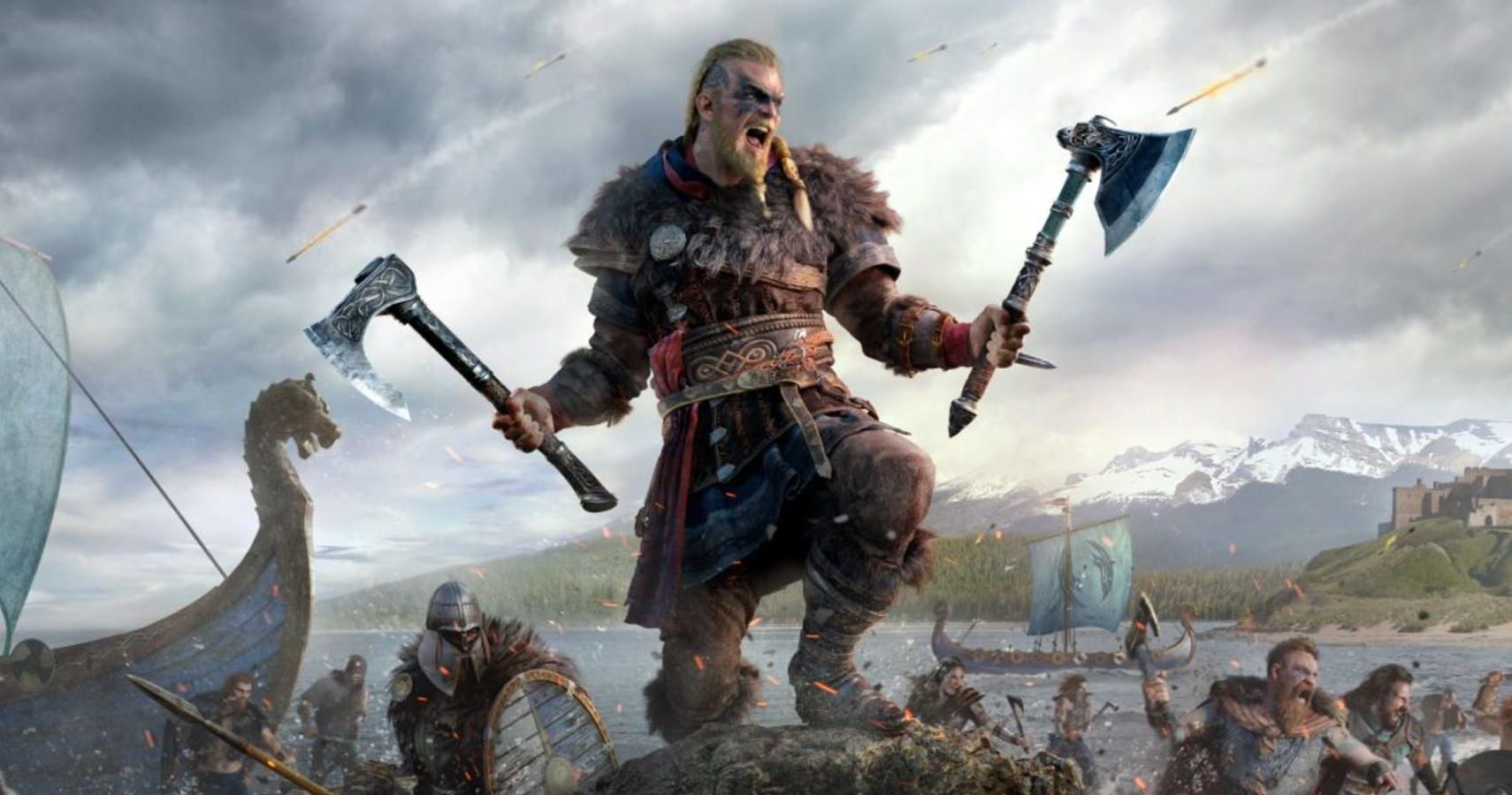 Main character leading vikings into battle