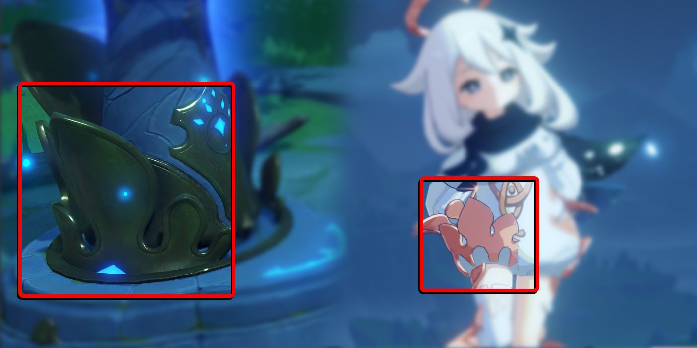 Genshin Impact: Showing Proof Of The Similarities In Design Between Paimon's Pant Legs &amp; The Statues Of The Seven