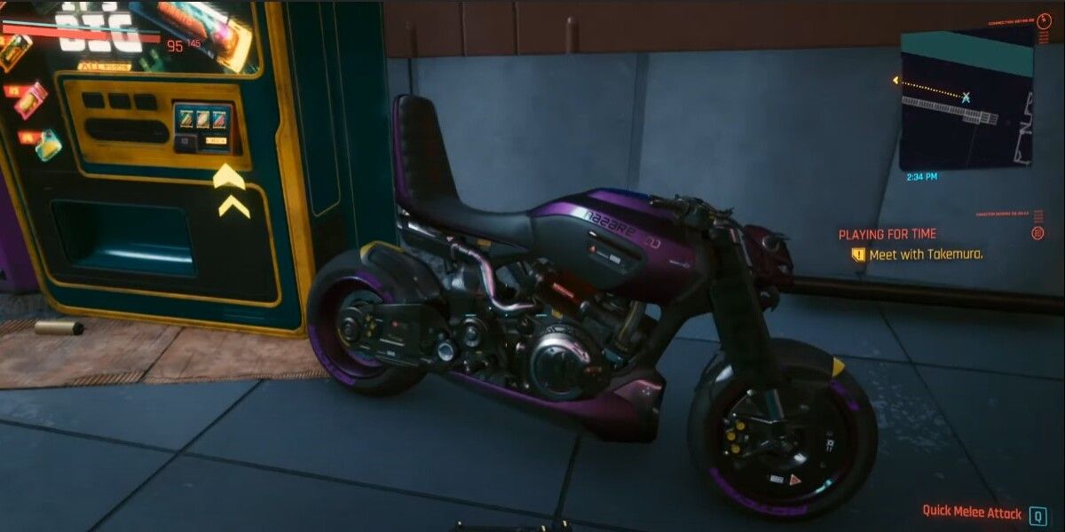 Purple motorcycle in Cyberpunk 2077