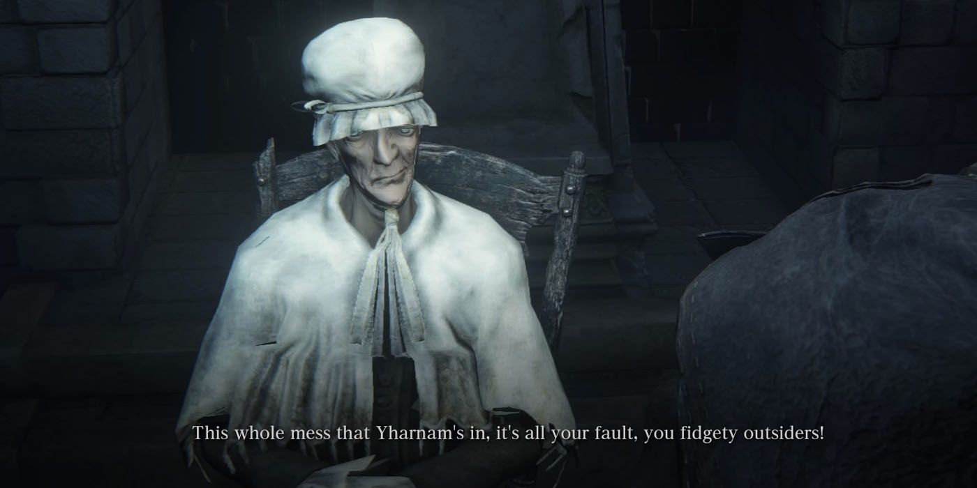 Bloodborne - A lonely old woman talks about Yharnam and denounces outsiders like hunters