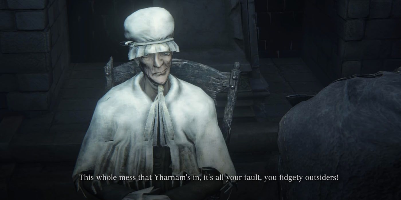 Bloodborne - The Lonely Old Woman talks about Yharnam and blames outsiders like our Hunter