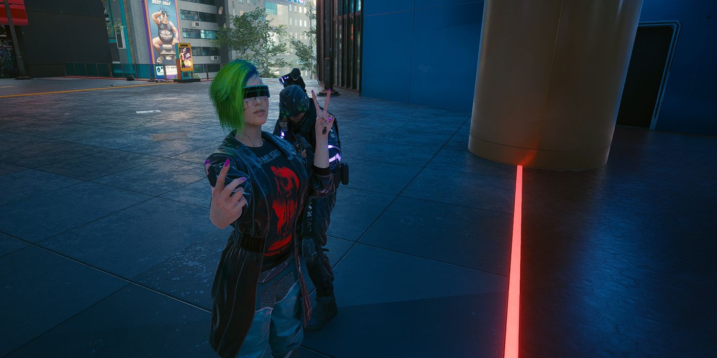 Cyberpunk 2077: V Posing Next To A Police Officer About To Put Them Down
