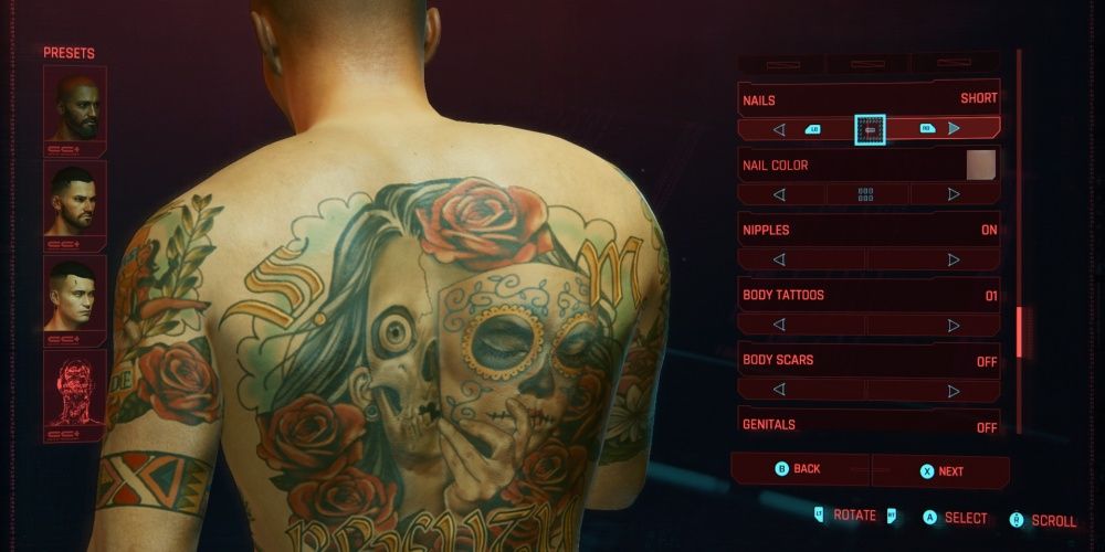Cyberpunk 2077 Body Tattoo 1 Back Side