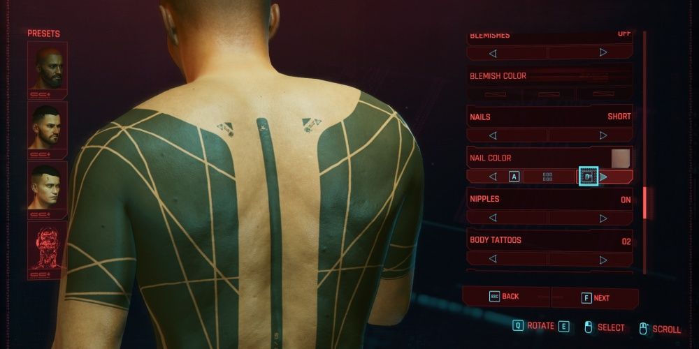 Cyberpunk 2077 Body Tattoo 2 Back Side