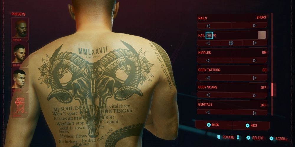 Cyberpunk 2077 Body Tattoo 3 Back Side