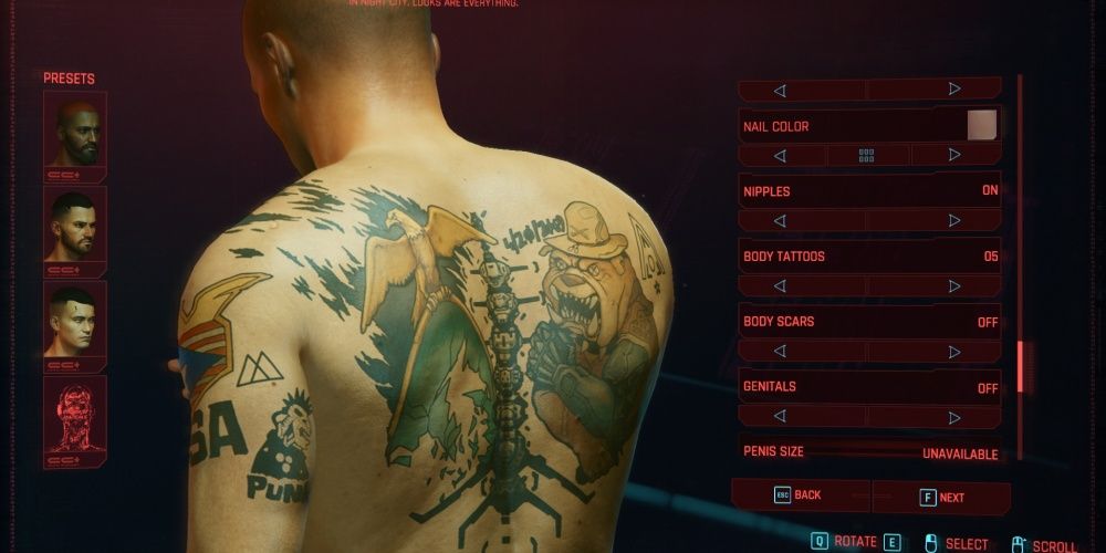 Cyberpunk 2077 Body Tattoo 5 Back Side