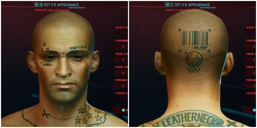 Cyberpunk 2077 Facial Tattoo 11 Front And Back