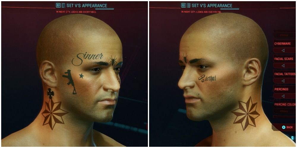 Cyberpunk 2077 Facial Tattoo 2 Offset Center Both Sides