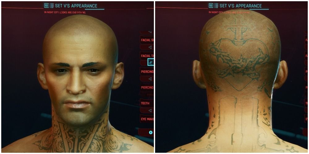 Cyberpunk 2077 Facial Tattoo 6 Front And Back