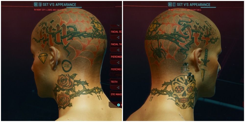 Cyberpunk 2077 Facial Tattoo 7 Offset Back Both Sides