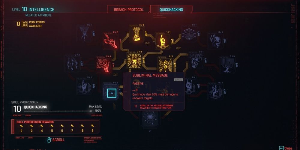Cyberpunk 2077 Intelligence Quickhacking Tree Subliminal Message