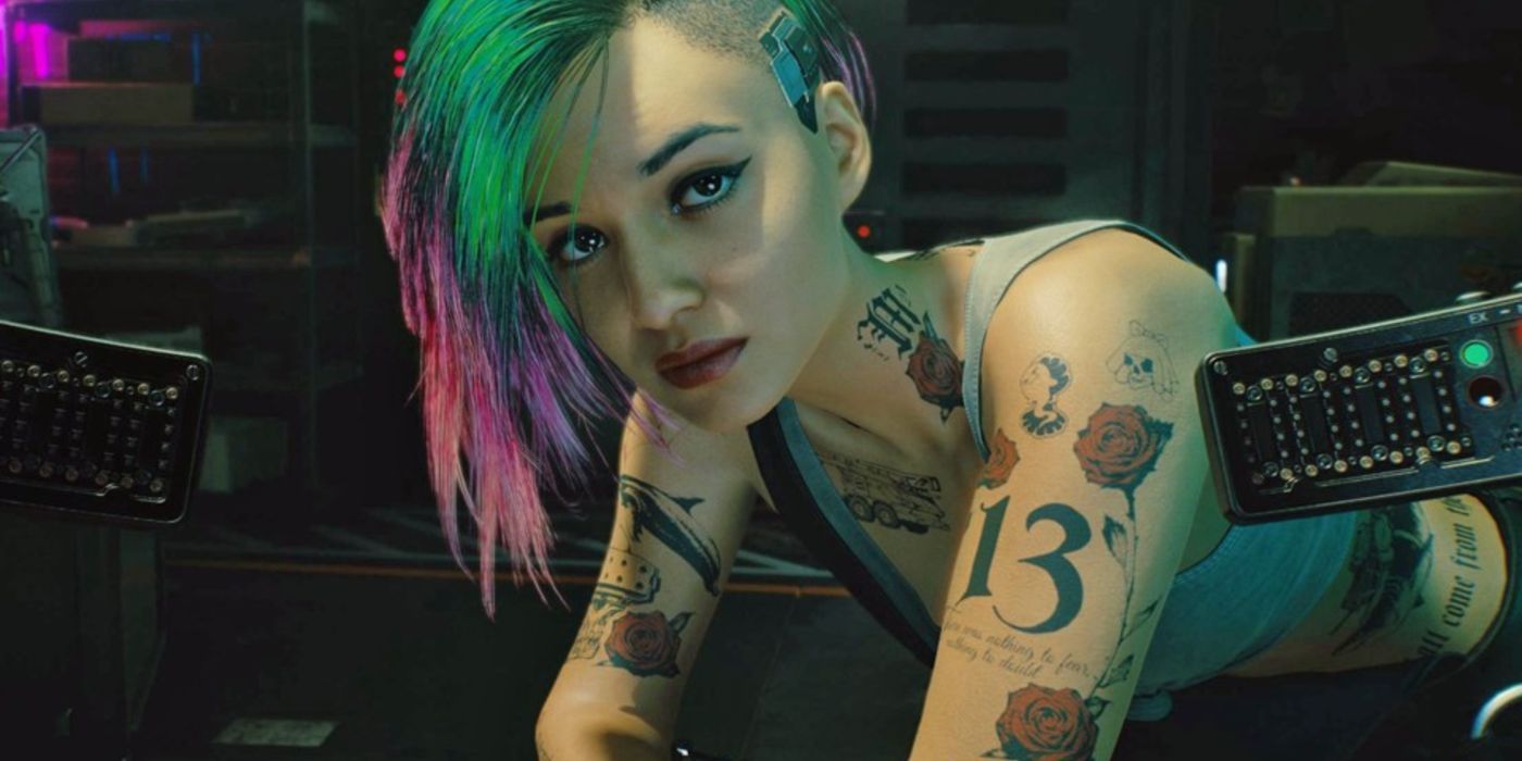 Cyberpunk 2077 Judy Alvarez looking at the viewer