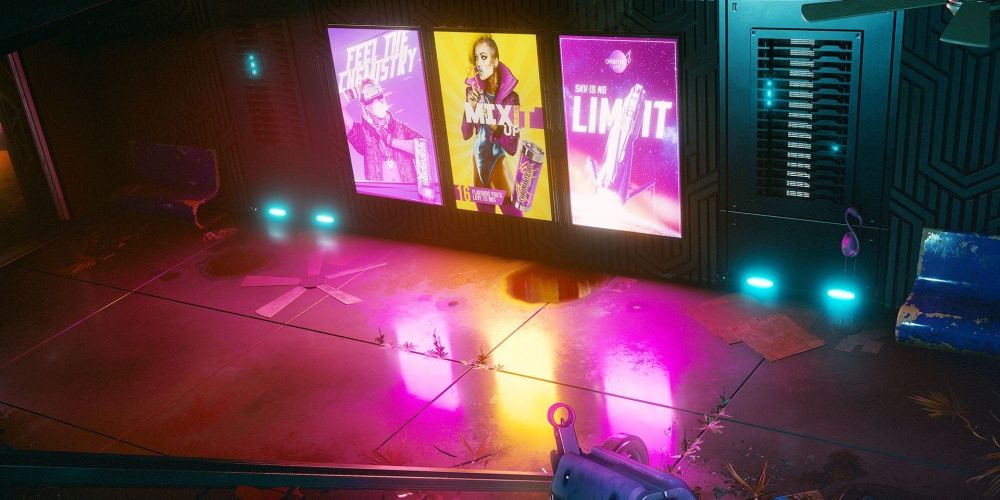 Cyberpunk 2077 Lighting From Billboards Off Of The Pavement