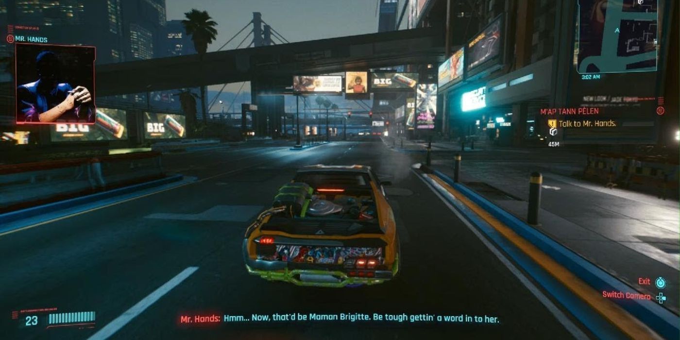 Cyberpunk 2077 Mr Hands calling V while driving