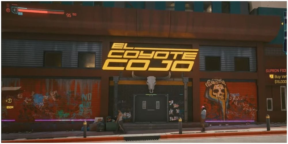 Cyberpunk 2077 View Of El Coyote Cojo From The Street