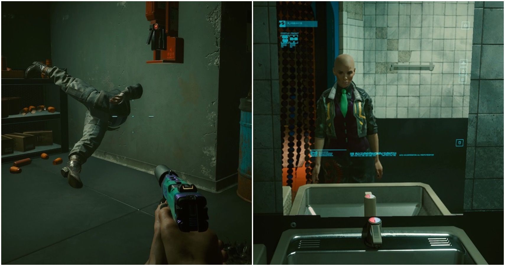 Cyberpunk 2077 enemy clipping and bald looking in mirror