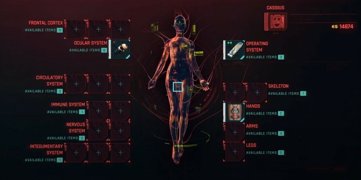 Cyberware menu in Cyberpunk 2077