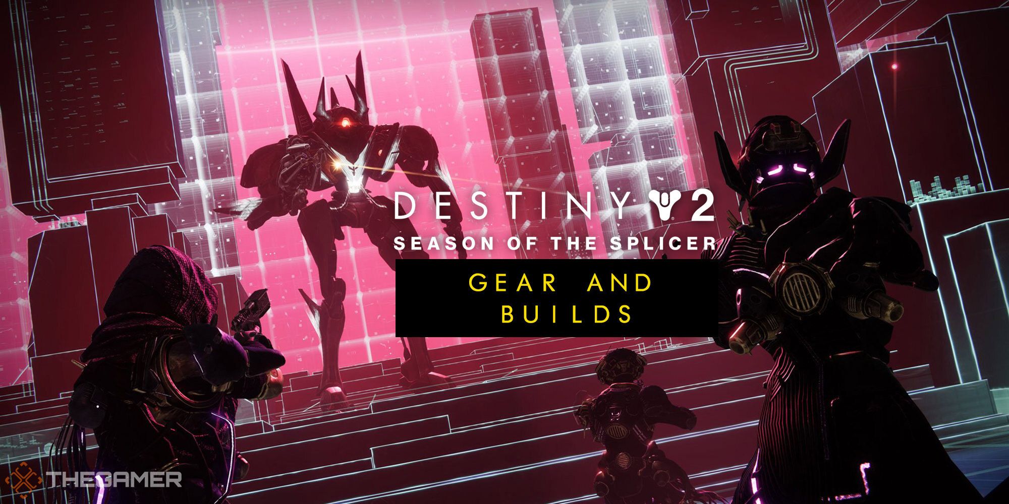 Destiny 2: Season of the Splicer Guardians fighting a Vex Minotaur