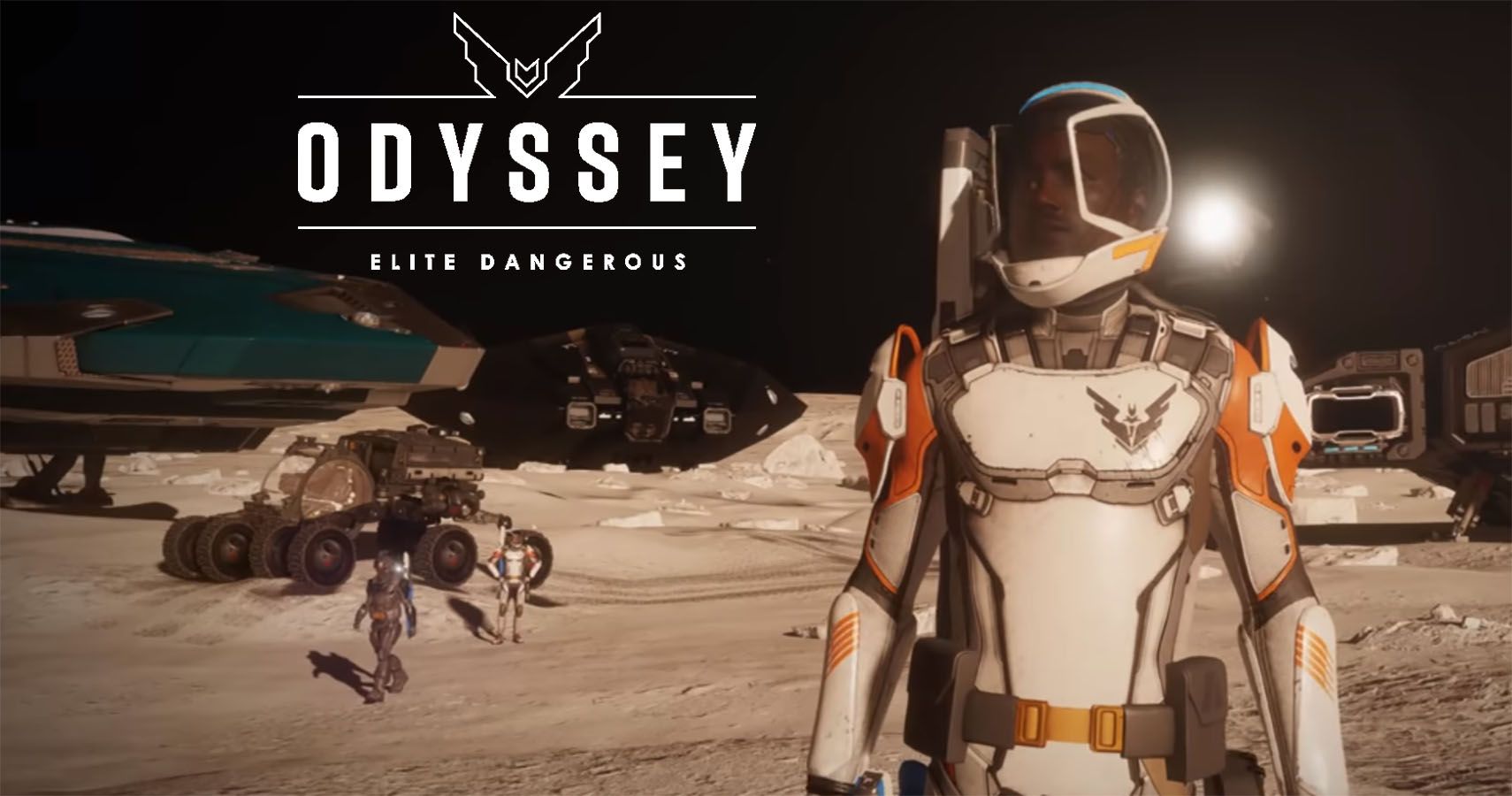 Screenshot from Elite Dangerous Odyssey trailer with expansion logo