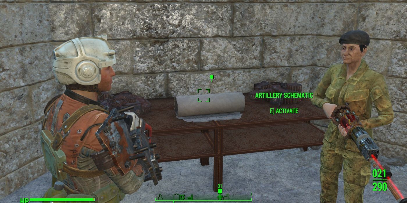 Fallout 4 Artillery schematics on a table
