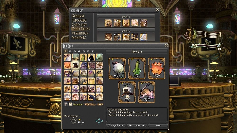 Final Fantasy XIV building triple triad decks