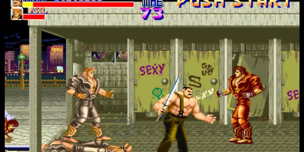 Final Fight's Haggar takes on enemies in Final Fight 1