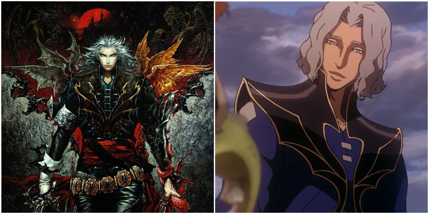 images of Hector from a Castlevania game and the Netflix series