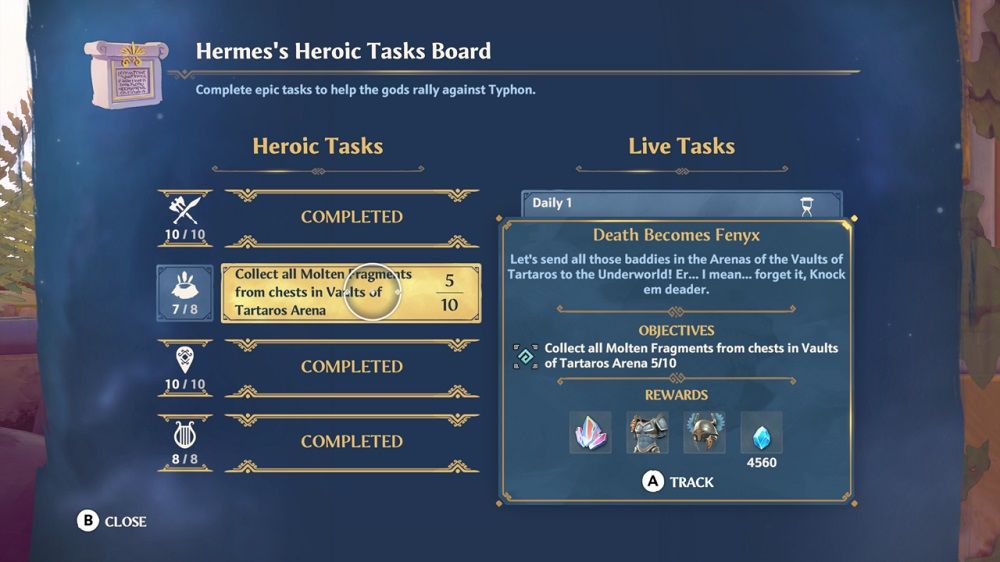 Hermes's Heroic Task Board Immortals Fenyx Rising