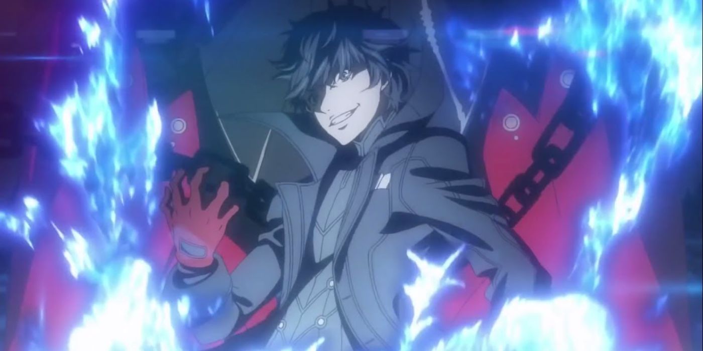 Joker in front of Arsene during his awkening in Persona 5