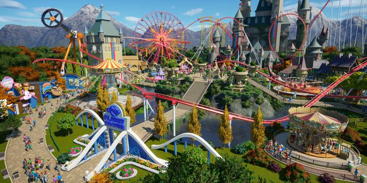 A massive theme park in Planet Coaster