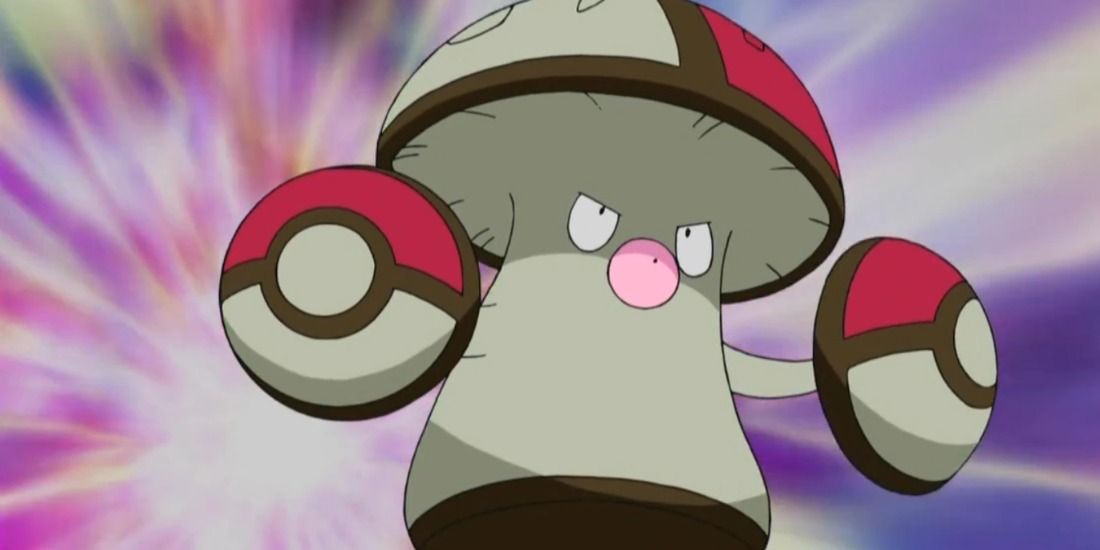 Amoongus diving fast into battle from the Pokemon Anime
