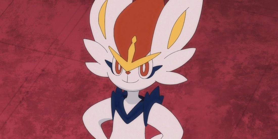 Goh's Cinderace standing proud in the Pokemon Anime