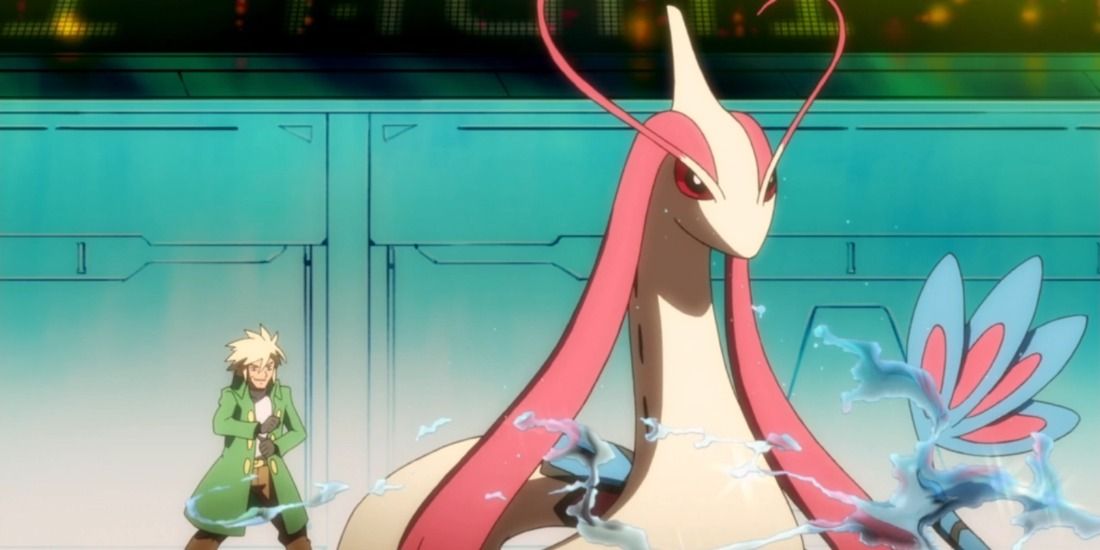 Tower Tycoon Palmer using his Milotic in the Pokemon Anime