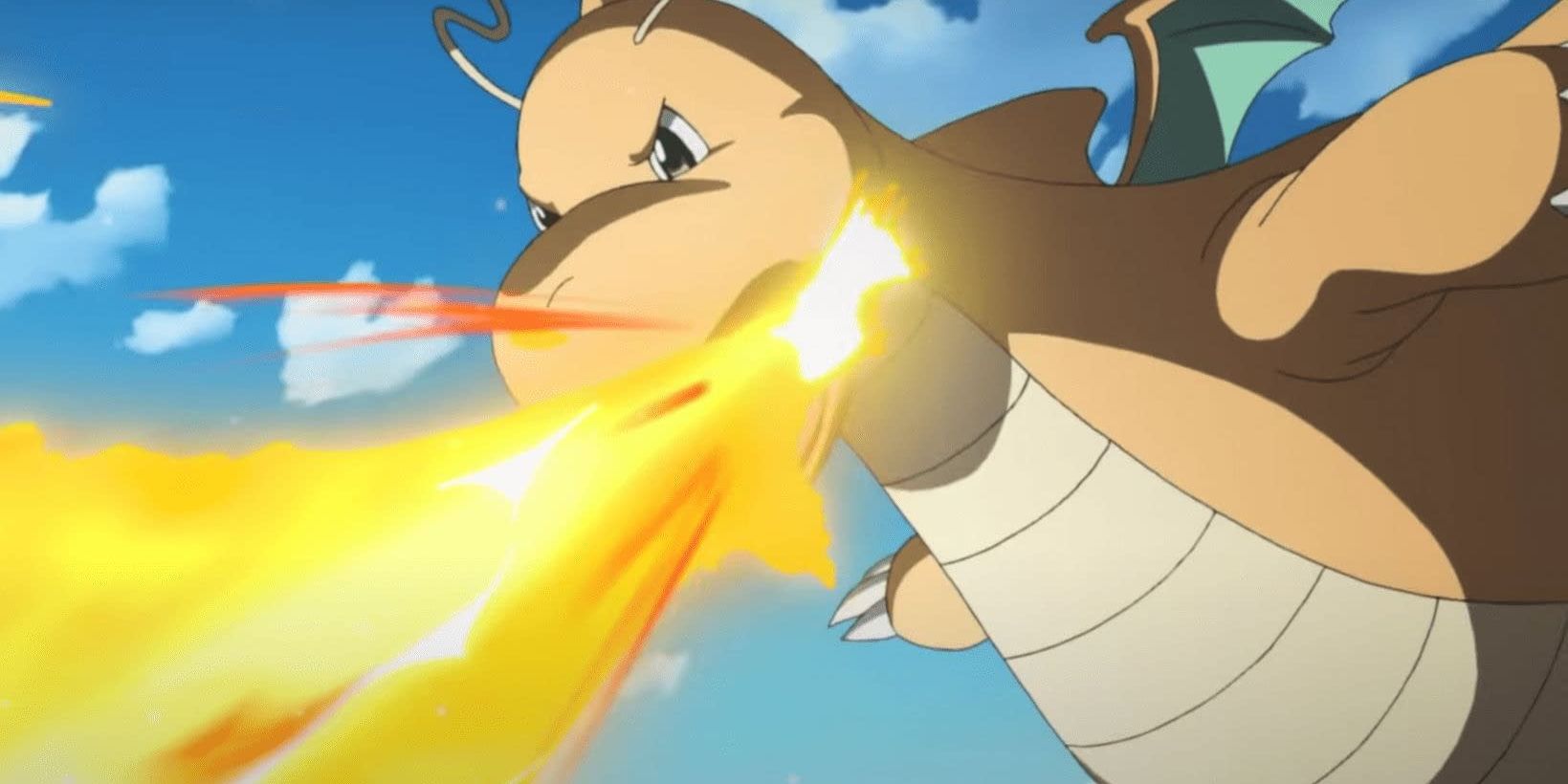 Anime Pokemon Dragonite Breathes Fire