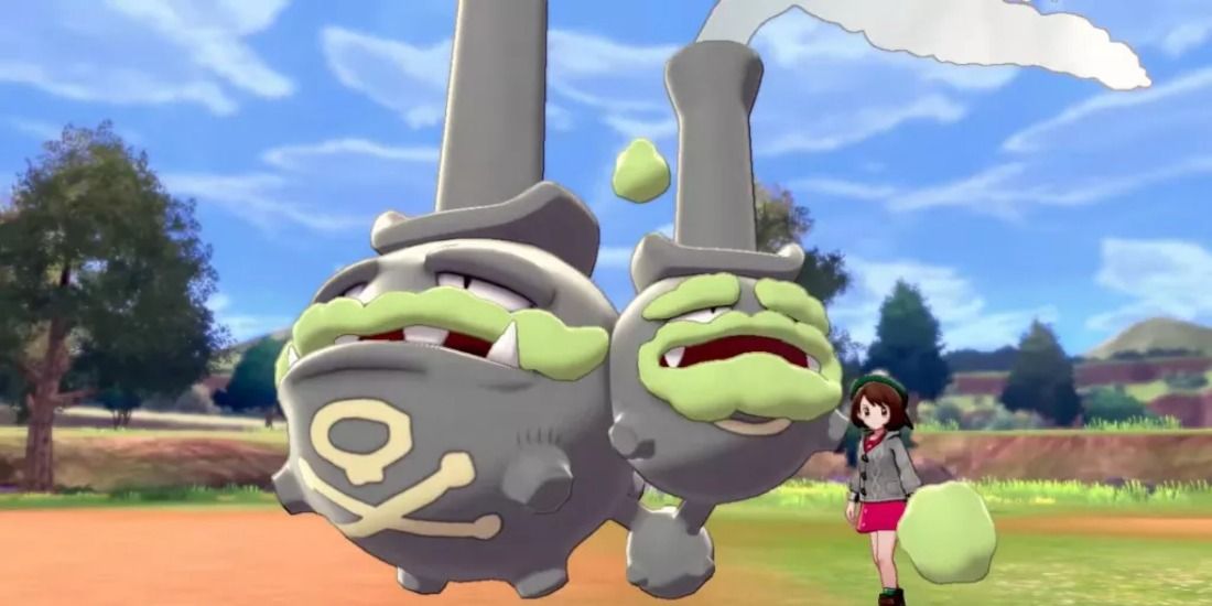 Galarian Weezing and Gloria from Pokemon Sword & Shield get ready to battle.