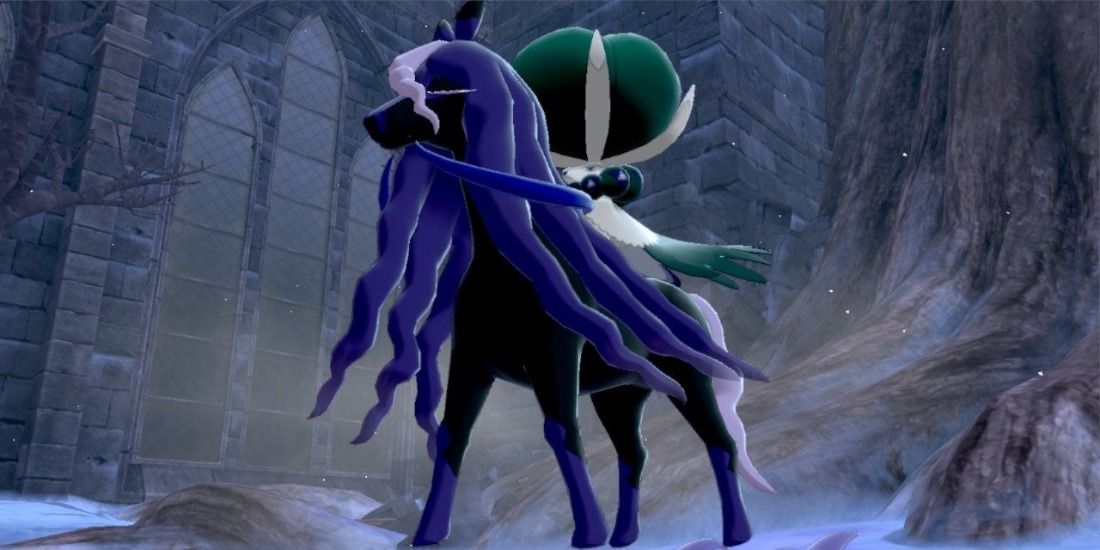 Calyrex riding a Spectrier in Pokemon Sword & Shield