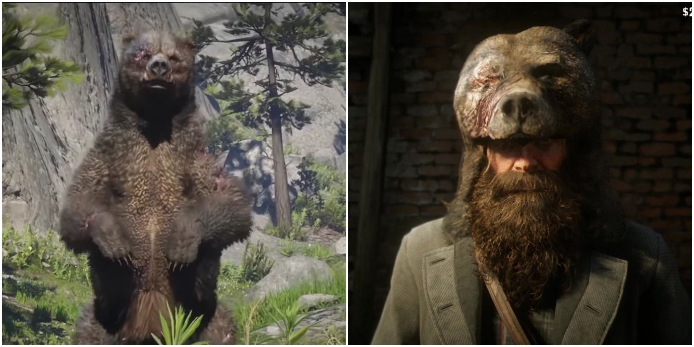 Red Dead Redemption 2 Legendary Bear Collage In Wild And Hat