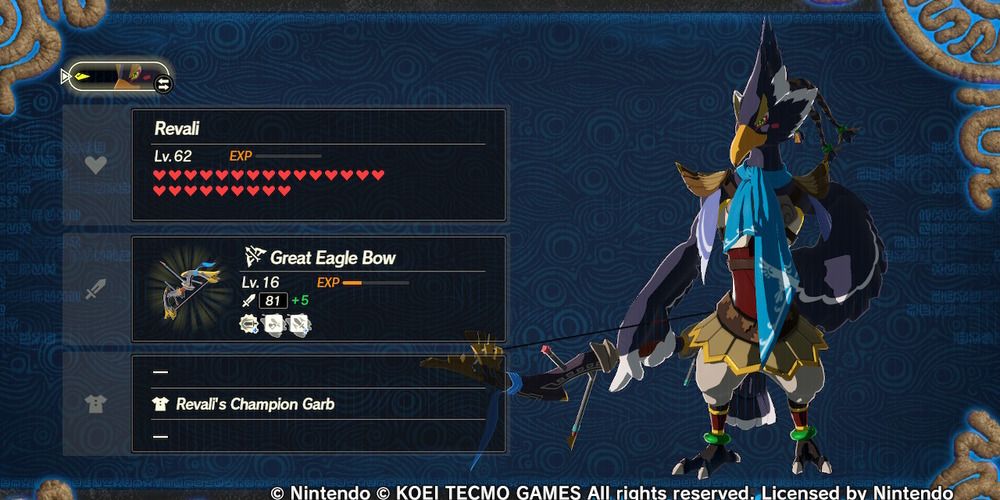 Revali in the character select screen