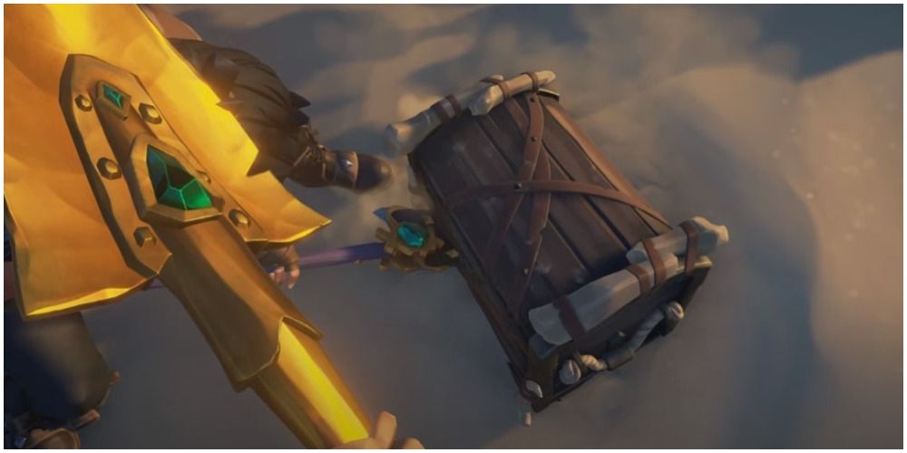 Sea Of Thieves Skeleton Chest Being Unearthed
