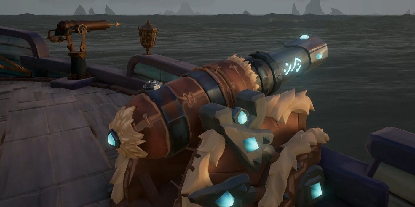 Sea of Thieves Frostbite Cannon on ship close up
