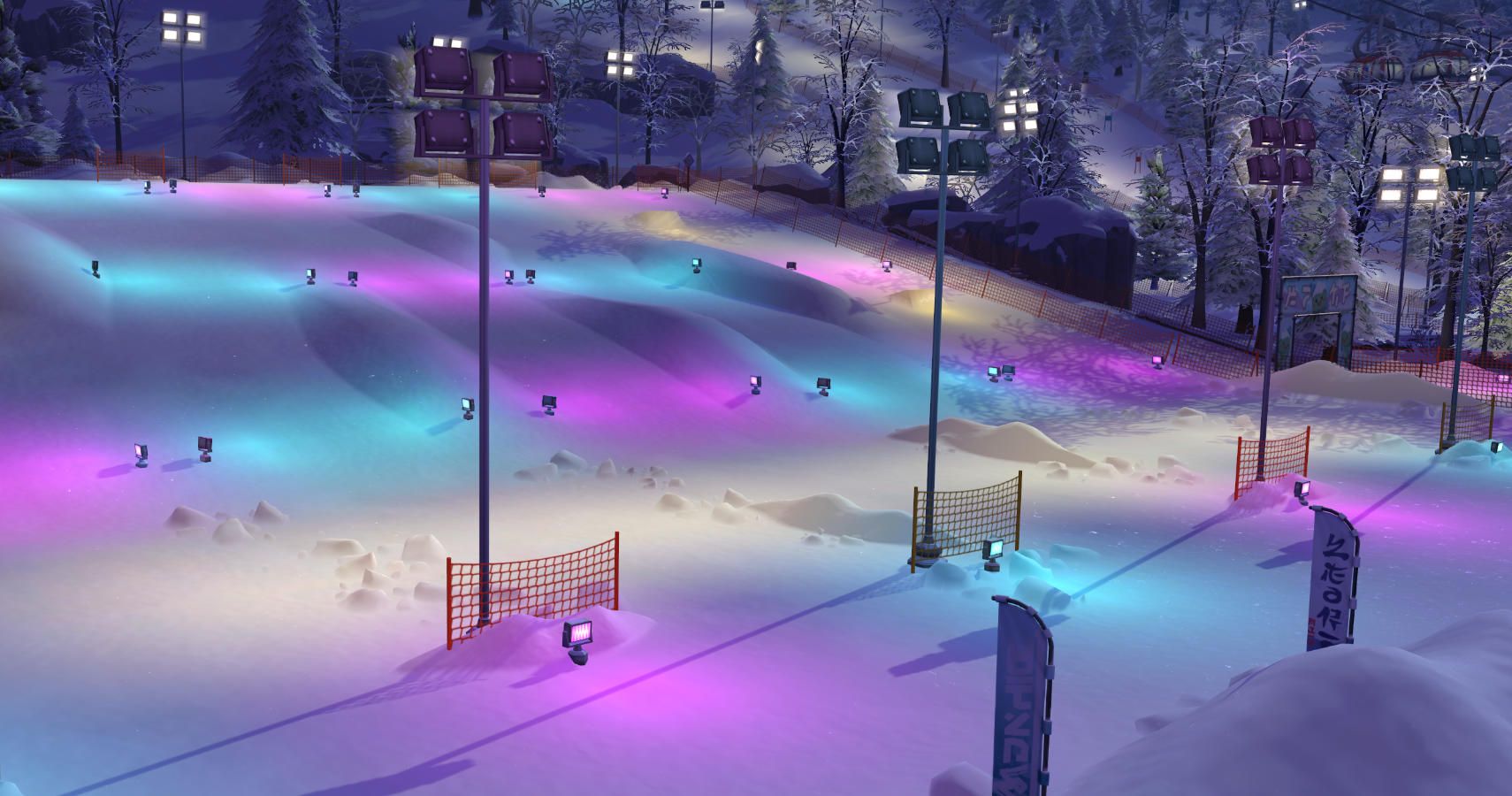 lit up ski slopes at the festival of snow